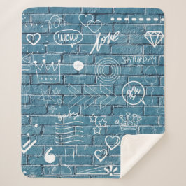 Mooie graffiti op Wall-groene kalligrafie Sherpa Deken