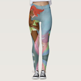 Mooie grafische vormgeving, volledige tekenafdrukk leggings