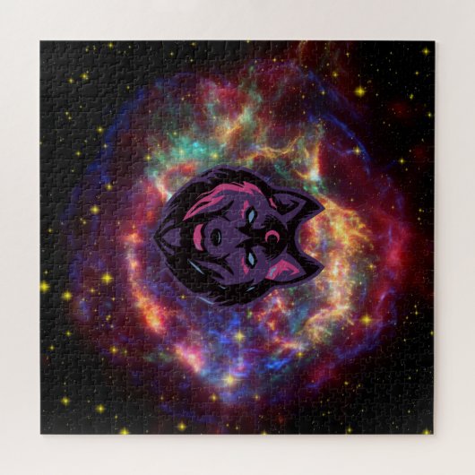 Mooie grafische Wolf Art, Galaxy Background Legpuzzel (Horizontaal)