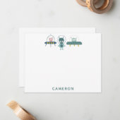 Mooie Grappige Buitenaardse Persoonlijke Briefpapi Notitiekaartje (Voorkant / Achterkant in situ)