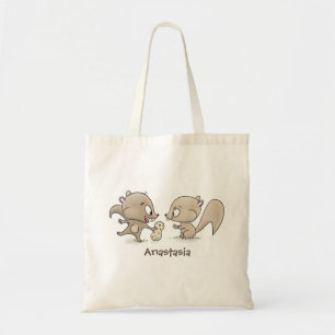 Mooie grappige eekhoorns cartoonillustratie tote bag