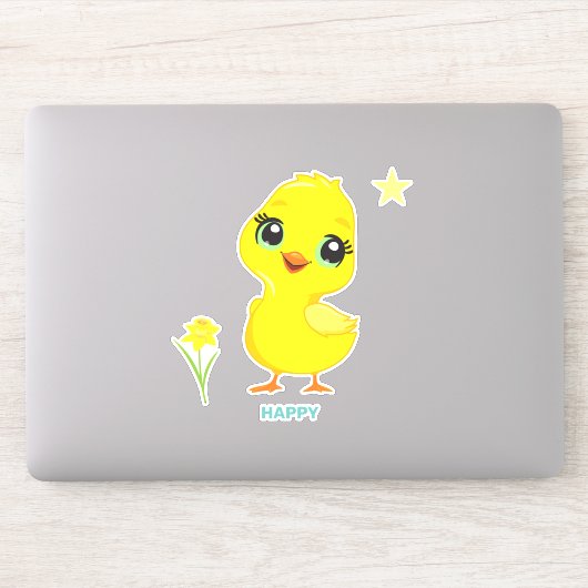 Mooie Grappige Gelukkige Kuiken Sticker (Computer)