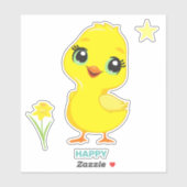 Mooie Grappige Gelukkige Kuiken Sticker (Vel)