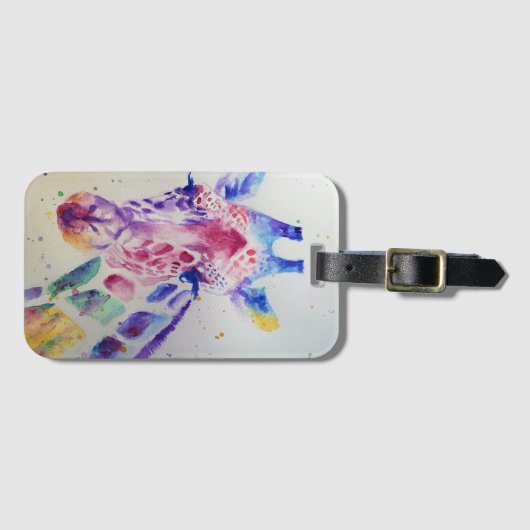 Mooie grappige giraf waterverf kunst bagagerekje bagagelabel (Voorkant (horizontaal))