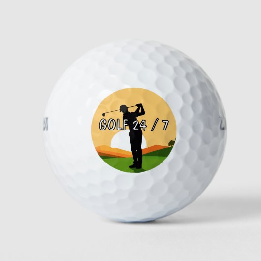 Mooie Grappige Golf 24/7 Thema Golfballen (Voorkant)