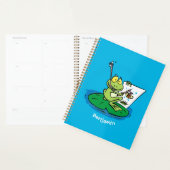Mooie grappige groene kikker cartoonillustratie  planner (Display)