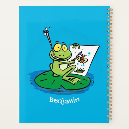 Mooie grappige groene kikker cartoonillustratie planner (Achterkant)