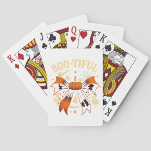 Mooie Grappige Halloween Coquette Strik Pompoen Pokerkaarten