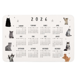 Mooie Grappige Kat 2026 Agenda Magneet