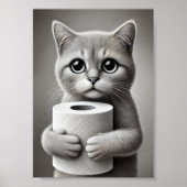 Mooie Grappige Kat die Toiletpapier Poster Vasthou (Voorkant)