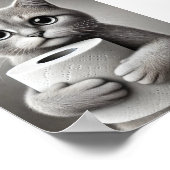 Mooie Grappige Kat die Toiletpapier Poster Vasthou (Hoek)