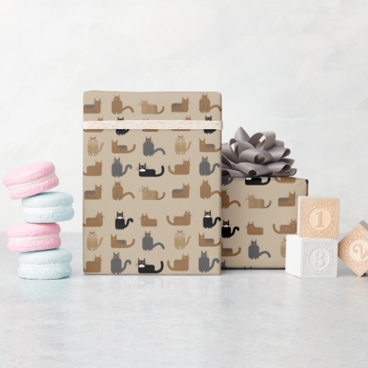 Mooie grappige kat retro kerstpatroon cadeaupapier (Baby Shower)