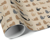 Mooie grappige kat retro kerstpatroon cadeaupapier (Rol Hoek)