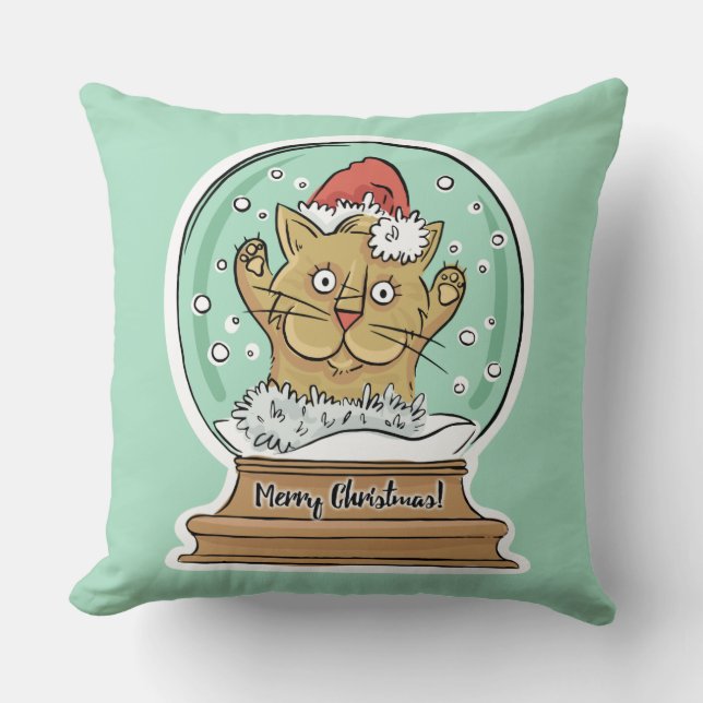 Mooie grappige kerst kat kussenslopen kussen (Voorkant)