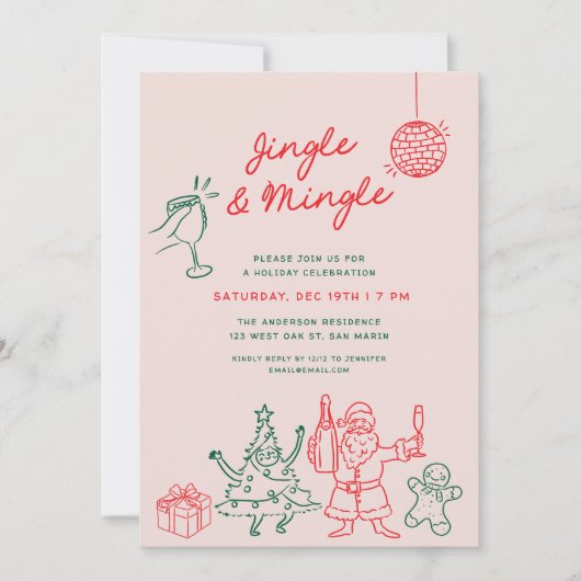 Mooie Grappige Kerst Krabbeltjes Vakantie Feestje Kaart (Voorkant)