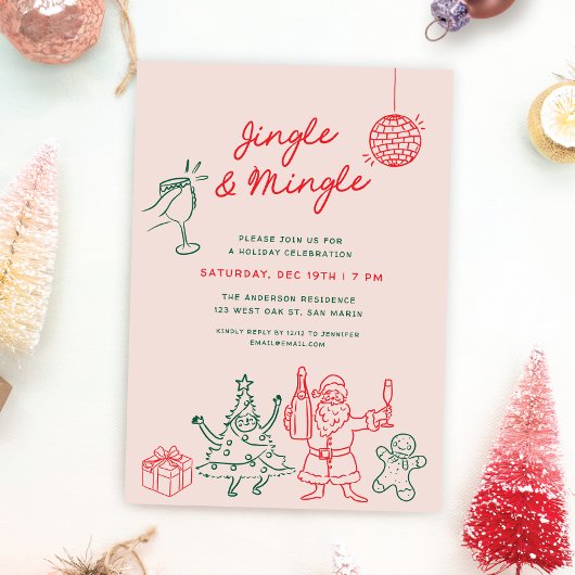 Mooie Grappige Kerst Krabbeltjes Vakantie Feestje Kaart