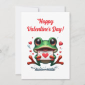 Mooie Grappige Kikker Liefde Harten Valentijnskaar Feestdagenkaart (Voorkant)