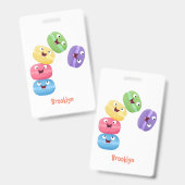 Mooie grappige macarons cartoon illustratie badge (Voor- en achterkant)