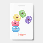 Mooie grappige macarons cartoon illustratie badge (Achterkant)