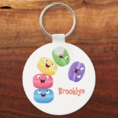 Mooie grappige macarons cartoon illustratie sleutelhanger (Voorkant)