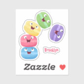 Mooie grappige macarons cartoon illustratie sticker (Vel)