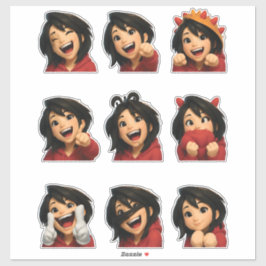 Mooie Grappige Meisje Sticker Verzameling Mooie An