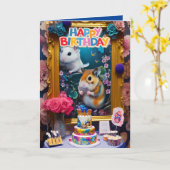 Mooie Grappige Syrische Hamster Verjaardagskaart Kaart (Gele Bloem)