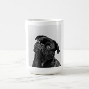 Mooie grappige zwart-wit Pug foto Koffiemok