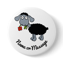 Mooie Grappige Zwarte Lam Schaap met Rode Bloem op