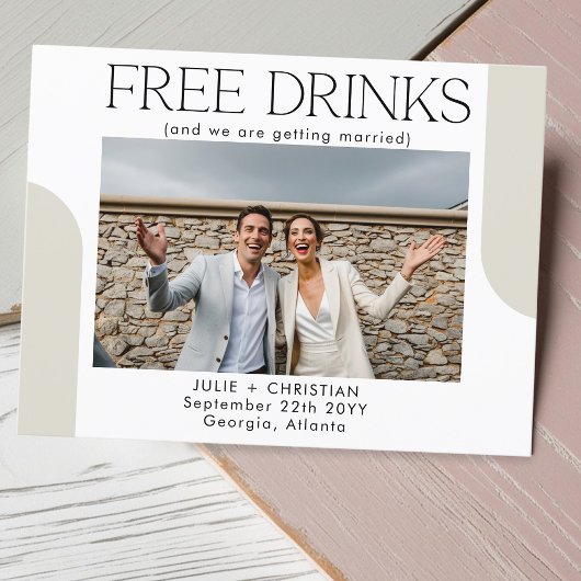 Mooie gratis Drinken bruiloft Bewaar de datum Briefkaart