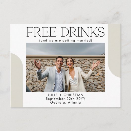 Mooie gratis Drinken bruiloft Bewaar de datum Briefkaart (Voorkant)