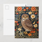 Mooie gravende uil William Morris Geïnspireerd Briefkaart (Voorkant / Achterkant)