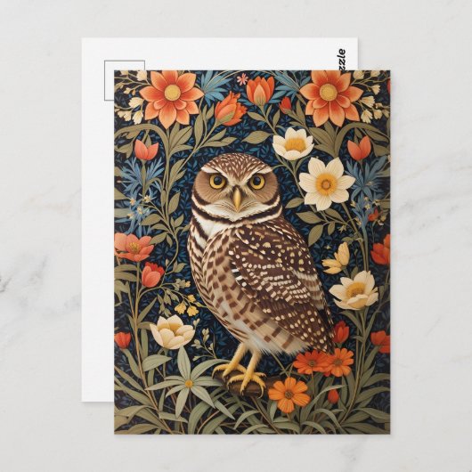 Mooie gravende uil William Morris Geïnspireerd Briefkaart (Voorkant / Achterkant)