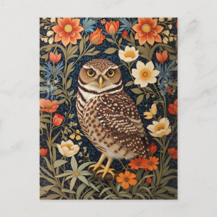 Mooie gravende uil William Morris Geïnspireerd Briefkaart