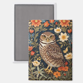 Mooie gravende uil William Morris Geïnspireerd Magneet (Voorkant / Achterkant)