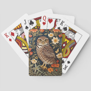 Mooie gravende uil William Morris Geïnspireerd Pokerkaarten