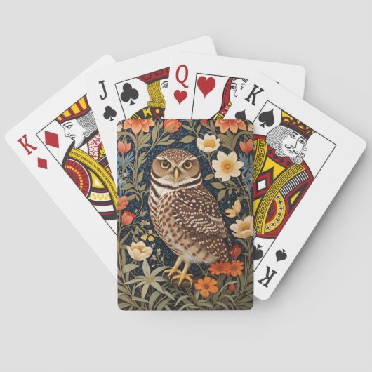 Mooie gravende uil William Morris Geïnspireerd Pokerkaarten (Achterkant)