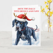 Mooie Great Dane Kerst  Kaart (Gele Bloem)