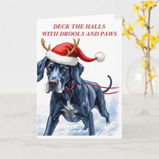 Mooie Great Dane Kerst  Kaart (Gele Bloem)