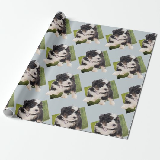 Mooie Green Bernedole Puppy Art   Cadeaupapier (Uitgerold)