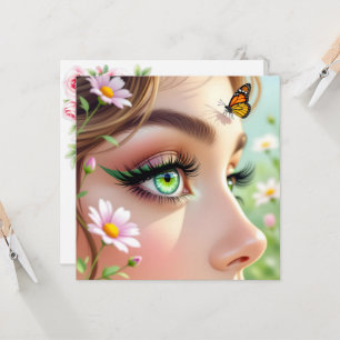 Mooie Green Eyed Fairy en Butterfly Blank Kaart