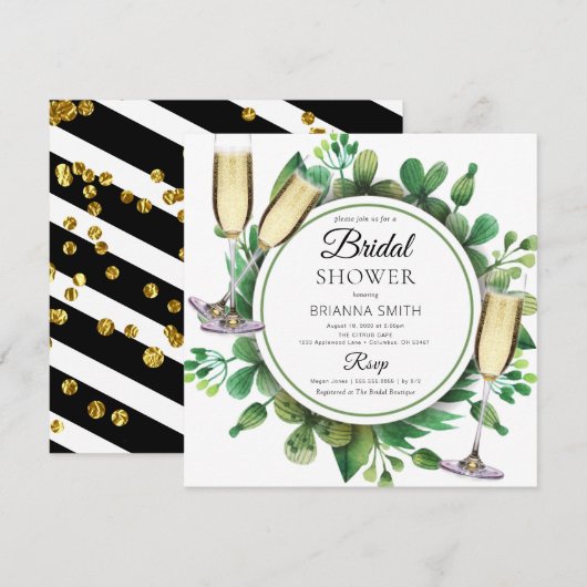 Mooie Greenery Bridal Shower-uitnodiging Kaart (Voorkant / Achterkant)