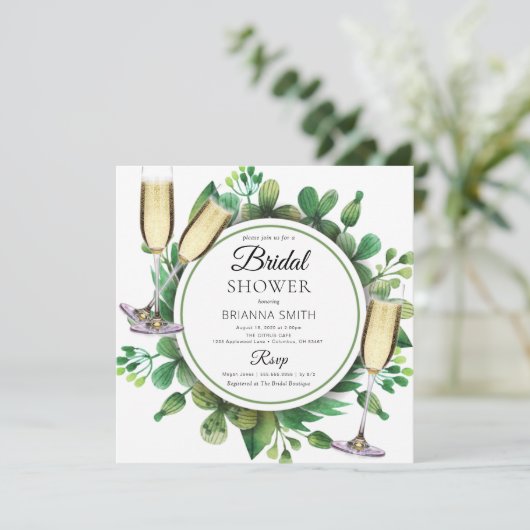 Mooie Greenery Bridal Shower-uitnodiging Kaart (Staand voorkant)