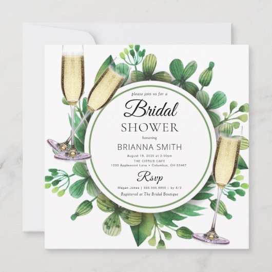 Mooie Greenery Bridal Shower-uitnodiging Kaart (Voorkant)