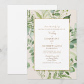 Mooie Greenery Bride Parents Cream & Gold Kaart (Voorkant / Achterkant)