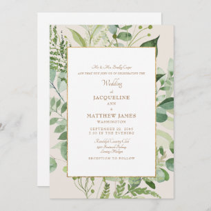 Mooie Greenery Bride Parents Cream & Gold Kaart