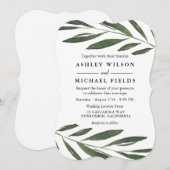 Mooie Greenery Fern Leaf Modern Wedding Kaart (Voorkant / Achterkant)