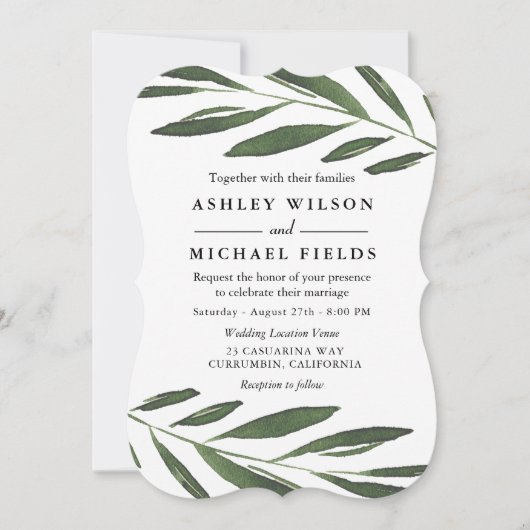 Mooie Greenery Fern Leaf Modern Wedding Kaart (Voorkant)