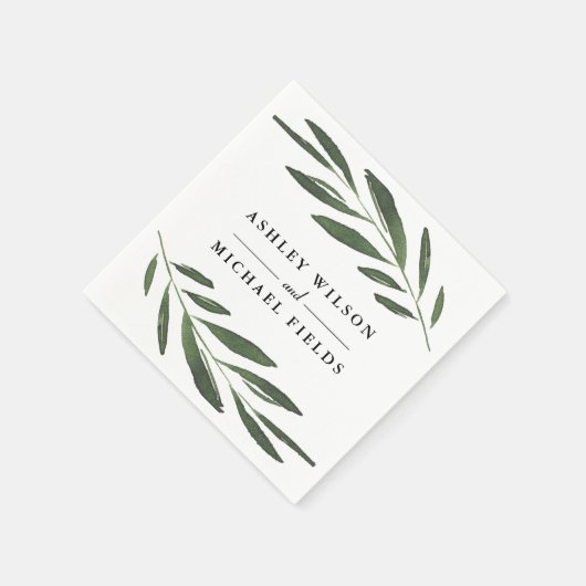 Mooie Greenery Fern Leaf Modern Wedding Servet (Hoek)