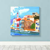 Mooie Griekenland Canvas Afdruk (Insitu (Houten vloer))